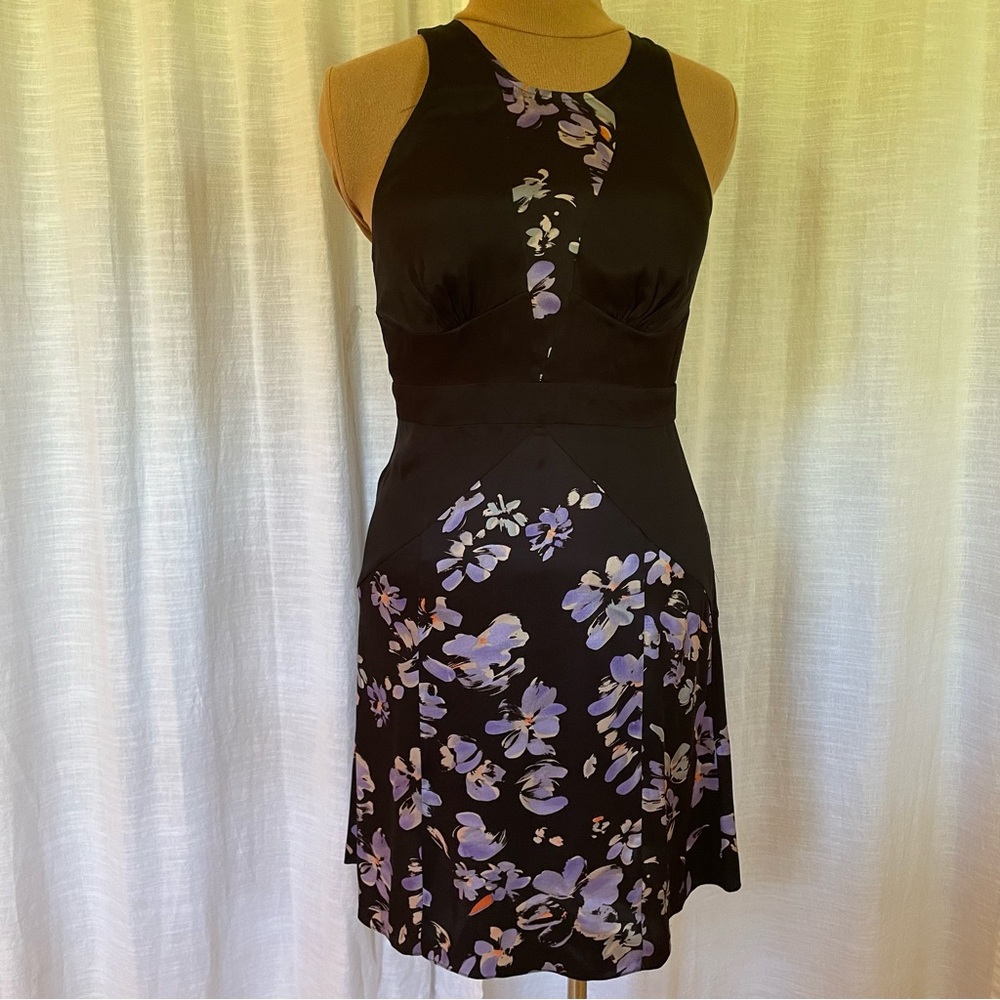 Black and Floral fit and flare dress, Small